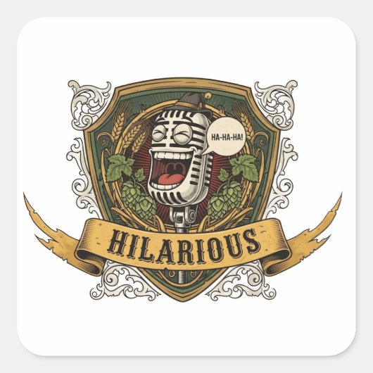 Hilarious Comedy T-Shirt Vierkante Sticker (Voorkant)