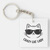 Hilarious "Crazy Cat Lady" Acrylic Keychain (voorkant)
