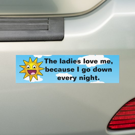 Hilarious Crude Cartoon Sun Bumpersticker (Op auto)
