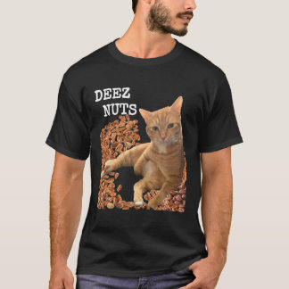Hilarious DEEZ NUTS-grap met leuke grappige kat en T-shirt