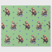 Hilarious Frog Rock Band Kerst op Groen Cadeaupapier (Vlak)