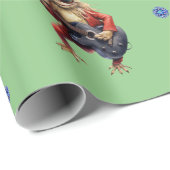Hilarious Frog Rock Band Kerst op Groen Cadeaupapier (Rol Hoek)