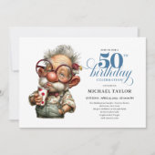 Hilarious Man Turning 50 Milestone Party Invite Kaart (Voorkant)