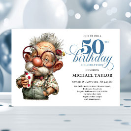 Hilarious Man Turning 50 Milestone Party Invite Kaart