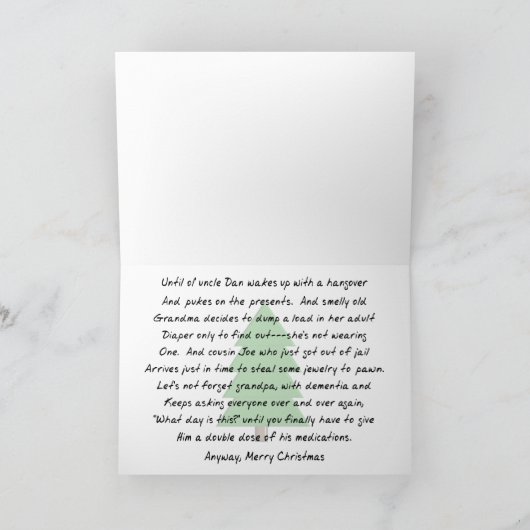 Hilarious Mean en Quirky kerstKaarten Feestdagen Kaart (Binnen)