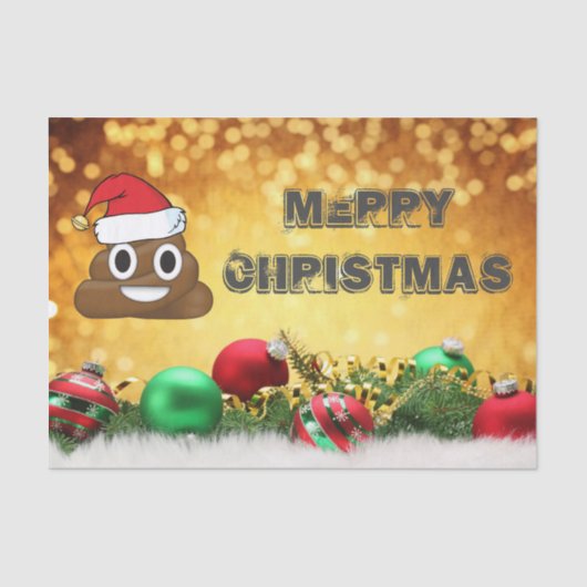 Hilarious Merry kerst Emoji poop Tissuepapier (Voorkant)