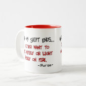 Hilarious Nurse Gezegden Tweekleurige Koffiemok (Voorkant links)