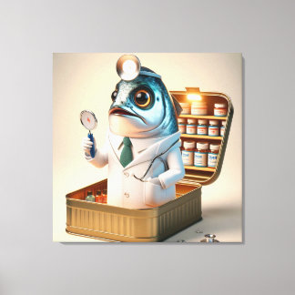 Hilarious Sardine Doctor Fish-ician Funny Quote Canvas Afdruk
