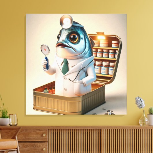 Hilarious Sardine Doctor Fish-ician Funny Quote Canvas Afdruk (Insitu (Woonkamer))