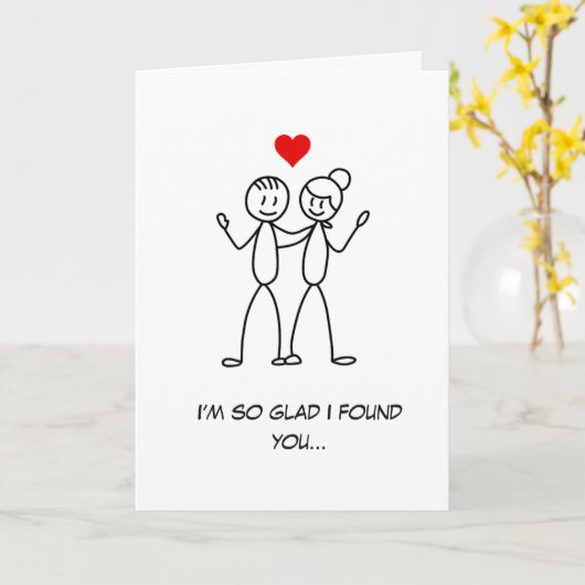 Hilarious Stickman Paar Grappige Valentijnsdag Kaart (Gele Bloem)