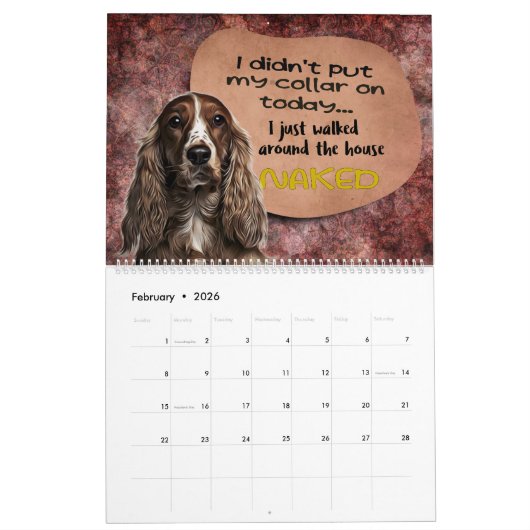 Hilarious Thoughts of My Cocker Spaniel Calendar Kalender (Feb 2026)