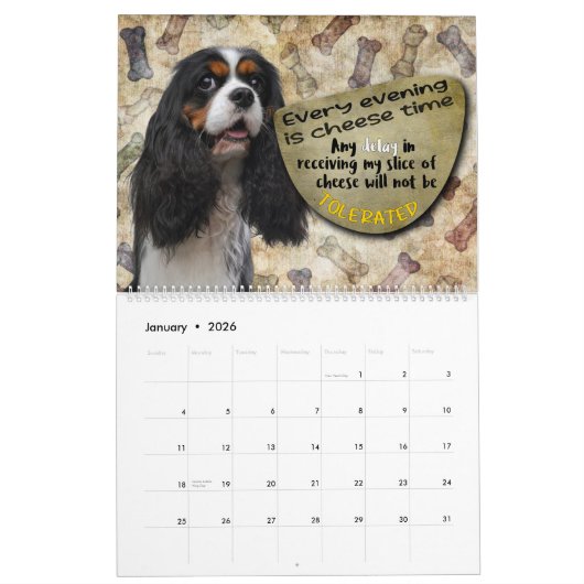 Hilarious Thoughts of My King Charles Cavalier Kalender (Jan 2026)