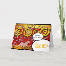 Hilarious Vietnamees Pig Year Wenskaart Feestdagen Kaart