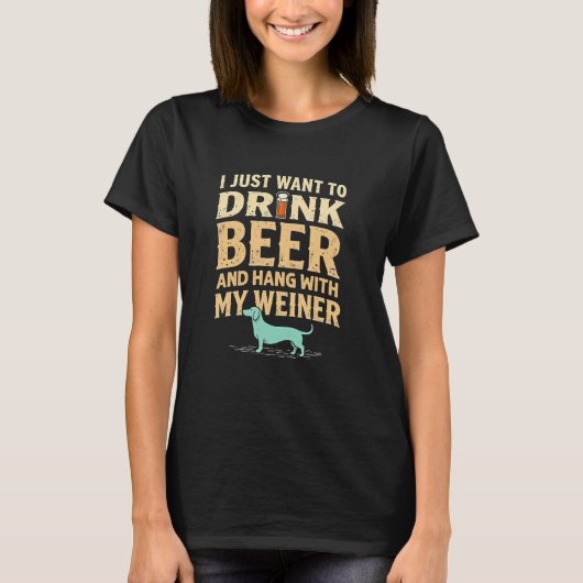 Hilarious Weiner Beer Dog T-shirt (Voorkant)