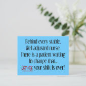 Hilarious Zurse Gifts "Behind each Stable Nurse" Briefkaart (Staand voorkant)