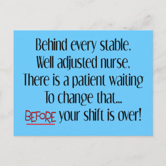Hilarious Zurse Gifts "Behind each Stable Nurse" Briefkaart