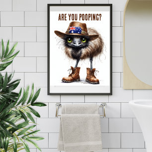 Hilarisch Australische Emu Natuurlijke Bruine Badk Perfect Poster