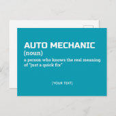 Hilarisch Auto Mechanic Definition Briefkaart (Voorkant / Achterkant)