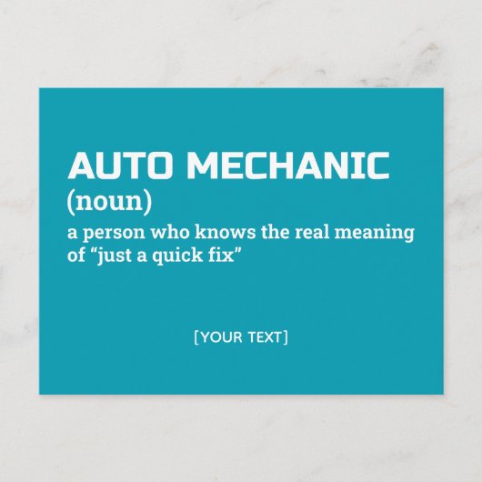 Hilarisch Auto Mechanic Definition Briefkaart (Voorkant)