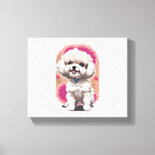 Hilarisch Bichon Frise Ras Bloemen Sticker Canvas Afdruk