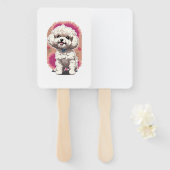 Hilarisch Bichon Frise Ras Bloemen Sticker Handwaaier (Voorkant en achterkant)