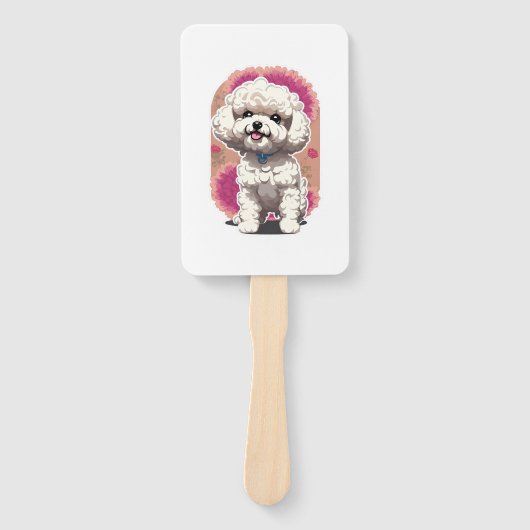 Hilarisch Bichon Frise Ras Bloemen Sticker Handwaaier (Voorkant)