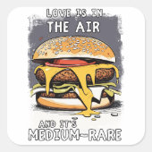 Hilarisch BURGER Quote  Retro Illustratie Vierkante Sticker (Voorkant)