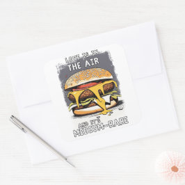 Hilarisch BURGER Quote Retro Illustratie Vierkante Sticker