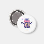 Hilarisch Cartoon Koffiepersonage Magneet (Voorkant / Achterkant)