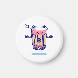 Hilarisch Cartoon Koffiepersonage Magneet