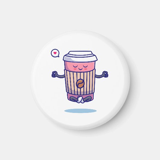 Hilarisch Cartoon Koffiepersonage Magneet (Voorkant)