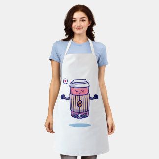 Hilarisch Cartoon Koffiepersonage Schort