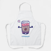 Hilarisch Cartoon Koffiepersonage Schort (Voorkant)