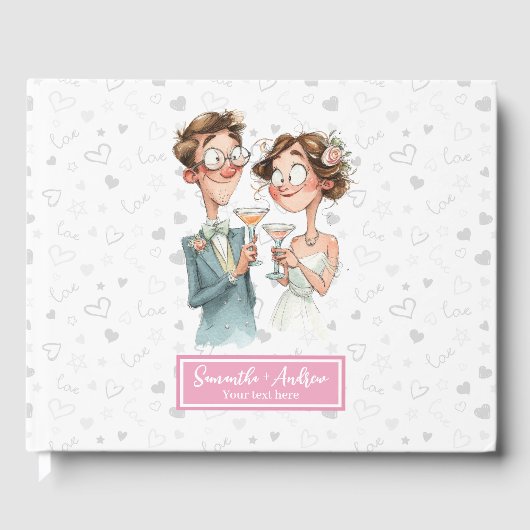 Hilarisch eigenzinnig paar bruiloft gastenboek Wat (Voorkant)