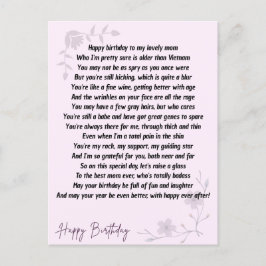 Hilarisch gedicht voor mama briefkaart