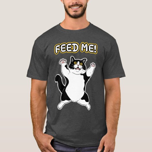 Hilarisch: "Geef me te eten!" Kat / grafische kuns T-shirt (Voorkant)