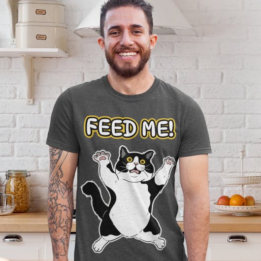 Hilarisch: "Geef me te eten!" Kat / grafische kuns T-shirt