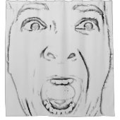 Hilarisch geschrokken gezicht afdrukken douchegordijn (Voorkant)