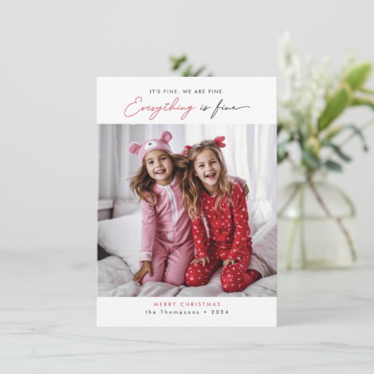 Hilarisch Grappig Familie Kerst Kinder Foto Feestdagenkaart (Staand voorkant)