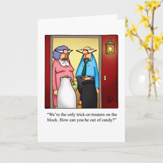 Hilarisch Halloween Humor Wenskaart Kaart (Gele Bloem)