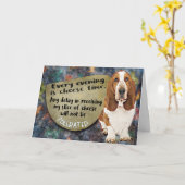 Hilarisch idee van je Basset Hound Birthday Kaart (Gele Bloem)