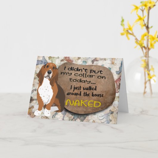 Hilarisch idee van je Basset Hound Birthday Kaart (Gele Bloem)