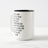 Hilarisch "Ik kwam, ik zag, ik vergat" grappig cit Tweekleurige Koffiemok (Voorkant links)