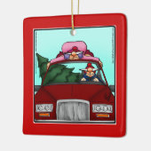 Hilarisch kerstversiering cadeau keramisch ornament (Links)