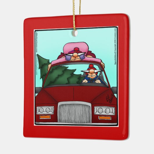 Hilarisch kerstversiering cadeau keramisch ornament (Links)