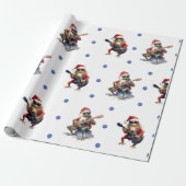 Hilarisch Kikker Rock Band Kerst op Wit Cadeaupapier (Uitgerold)