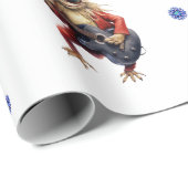 Hilarisch Kikker Rock Band Kerst op Wit Cadeaupapier (Rol Hoek)