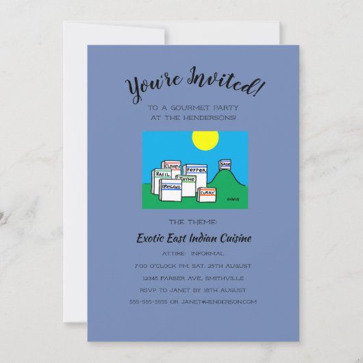 Hilarisch lunch- of dinergourmetfeest Cartoon Kaart (Voorkant)