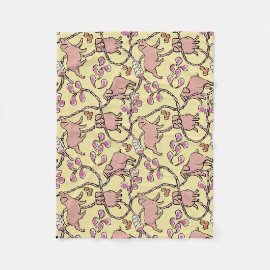 Hilarisch patroon Chinees Varkenshaar Yellow Fleec Fleece Deken (Voorkant)