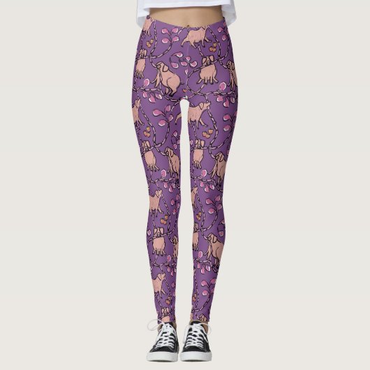 Hilarisch patroon Chinees varkensjaar L Kies Kleur Leggings (Voorkant)